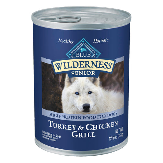 Wilderness Natural High Protein Wet Food for Senior Dogs, Turkey & Chicken, 12.5-oz Cans, 12-Count