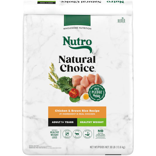 Nutro Natural Choice Adult Healthy Weight Dry Dog Food, Chicken and Brown Rice, 30 lbs.