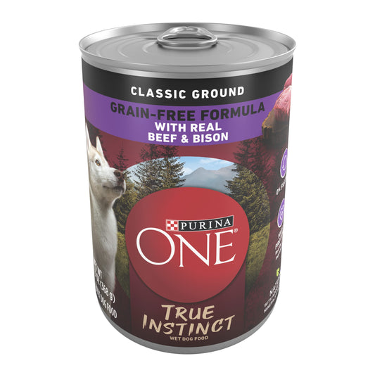 Wet Dog Food True Instinct Classic Ground Grain-Free Formula With Real Beef and Bison High Protein Dog Food - (Pack of 12) 13 oz. Cans