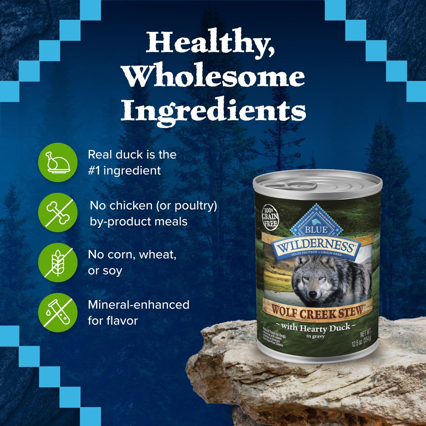 Wilderness Wolf Creek Stew High Protein Natural Wet Food for Dogs,12.5-oz cans, 12 Count